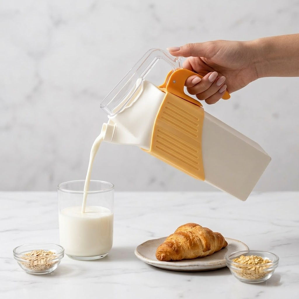 Koralaya Milk Carton Pouring Spout with Lid - Leak-Proof Reusable Beverage Box Pourer, Easy Pour Helper for Milk & Juice Cartons