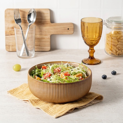 Koralaya Set of 2 Large Farmhouse Ceramic Salad Bowls - Premium Porcelain Serving Bowl Set - Dishwasher & Microwave Safe Kitchen Essentials