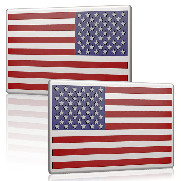 Villacotton® 3D American Flag Emblem Decal - Aluminum Alloy Material (Not Plastic)