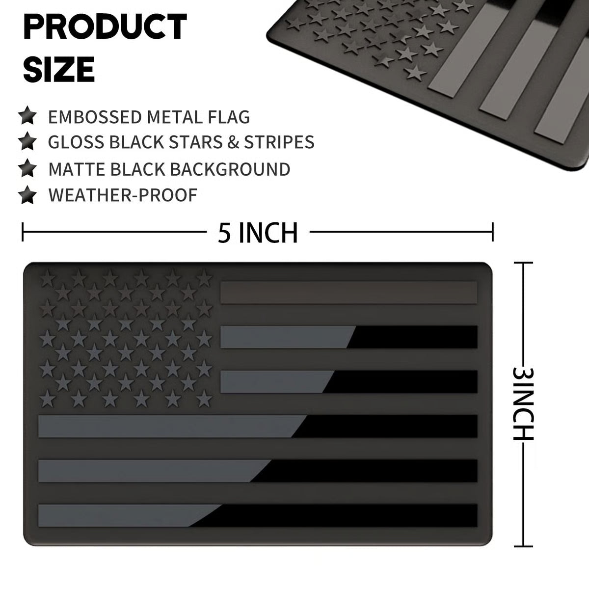 Villacotton® 3D American Flag Emblem Decal - Aluminum Alloy Material (Not Plastic)