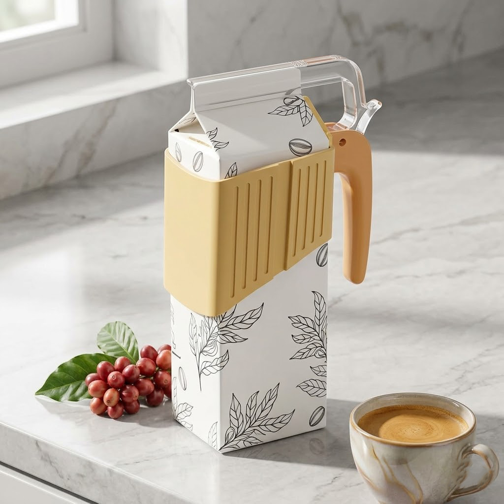 Koralaya Milk Carton Pouring Spout with Lid - Leak-Proof Reusable Beverage Box Pourer, Easy Pour Helper for Milk & Juice Cartons