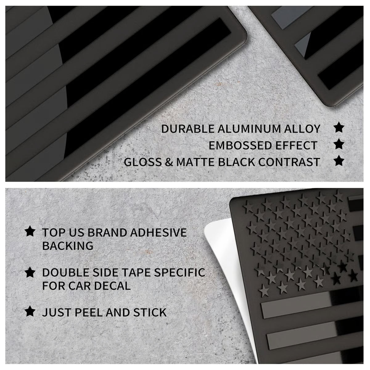 Villacotton® 3D American Flag Emblem Decal - Aluminum Alloy Material (Not Plastic)
