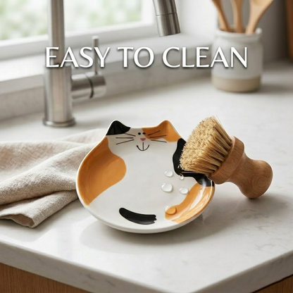 Koralaya Ceramic Cat Spoon Rest for Coffee - Cute Kitten Design Tea Spoon Holder for Kitchen Counter - Decorative Small Utensil Rest & Gift for Cat Lovers